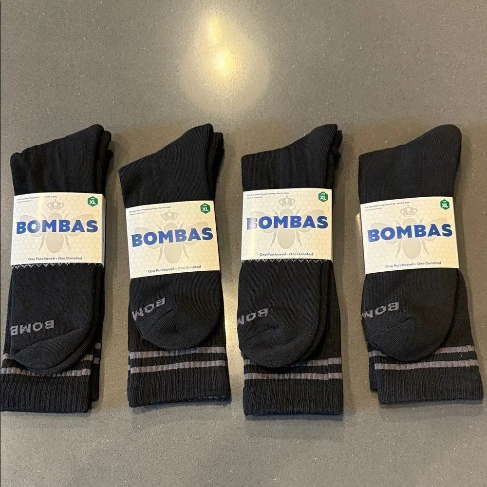 Bombas unisex  knee hi Casual Black Socks - 4 Pack